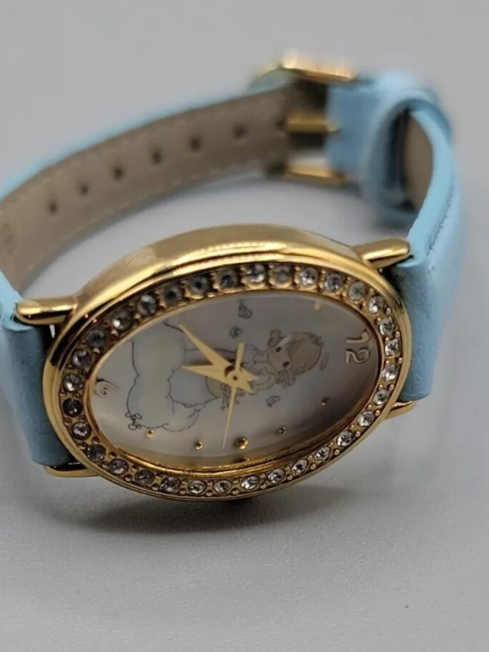 Valdawn Precious Moments 2003 Quartz Watch Rhinestone Bezel 7" Leather Band 22mm - Picture 14 of 15
